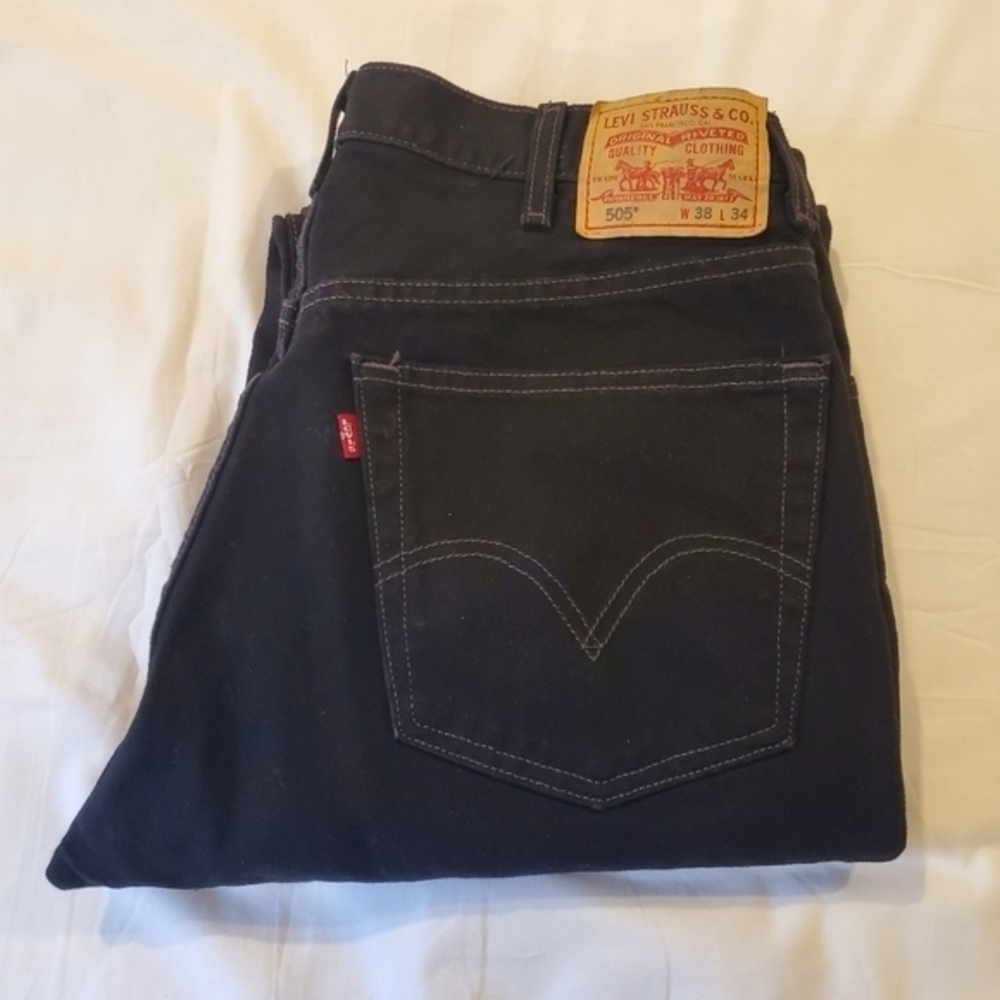 Levi's 505 Regular Fit Black Denim‎ Jeans Size 38X34